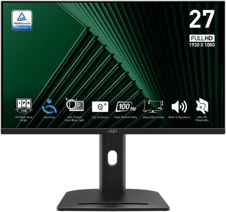 msi PRO MP275PG 27-inch IPS 1920 x 1080 (FHD) Computer Monitor, 100Hz, Adaptive-Synch, HDMI, Display Port, VESA Mountable, Tilt, Height Adjustable,Speaker, 1ms, Black