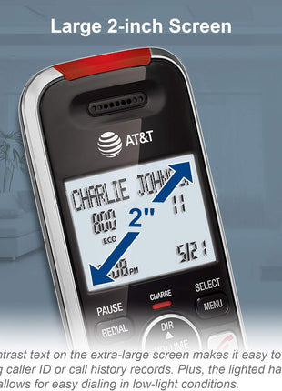 AT&T BL102-2 DECT 6.0 2-Handset Cordless Phone for Home with Answering Machine, Call Blocking, Caller ID Announcer, Audio Assist, Intercom, and Unsurpassed Range, Silver/Black