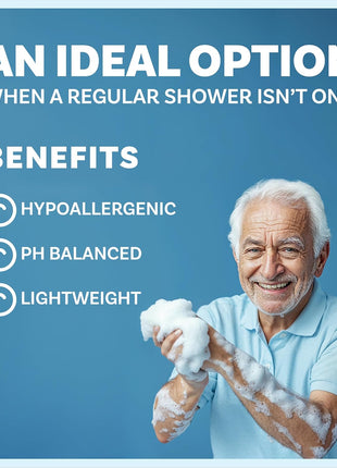 Scrubzz Disposable Rinse Free Bathing Wipes - 25 Pack - All-in-1 Single Use Shower Wipes, Simply Dampen, Lather, and Dry Without Shampoo or Rinsing