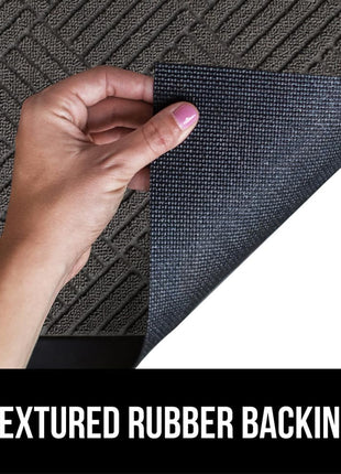 GORILLA GRIP 100% Waterproof All Season WeatherMax Doormat US Designed Natural Rubber, Stain and Fade Resistant, Low Profile Indoor Outdoor Door Mats, Easy Clean Patio Mat, 17x29, Gray Diamond