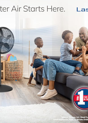 Lasko Pedestal Fan, Oscillating Fan for Bedroom with Adjustable Height and 3 Cooling Speeds, Portable, 18 inch, Black, 1827