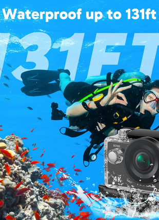 AKASO EK7000 4K30FPS 20MP WiFi Action Camera with EIS Ultra HD 131FT Waterproof Underwater Camera Remote Control 4X Zoom Support External Microphone Black