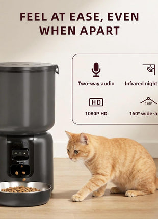 Automatic Cat Feeder with Camera – 5G WiFi Timed Cat Food Dispenser, 4L Clog-Free Smart App Control Pet Feeder, 1080P HD Video with Night Vision Healthy Feeding for Small Pets Indoor