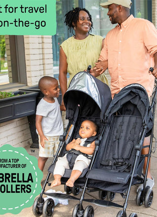 Summer Infant 3Dlite Folding Lightweight Side by Side Double Stroller with 5-Point Safety Harness for Infants and Toddlers, Black
