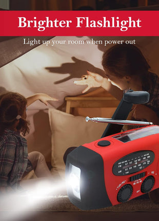 RunningSnail Emergency Hand Crank Radio With LED Flashlight For Emergency, AM/FM NOAA Portable Weather Radio With 2000mAh Power Bank Phone Charger, USB Charged & Solar Power For Camping, Emergency