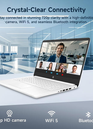 HP 14" Ultral Light Laptop for Students and Business, Intel Quad-Core, 8GB RAM, 192GB Storage(64GB eMMC+128GB Ghost Manta SD Card), 1 Year Office 365, USB C, Win 11 S
