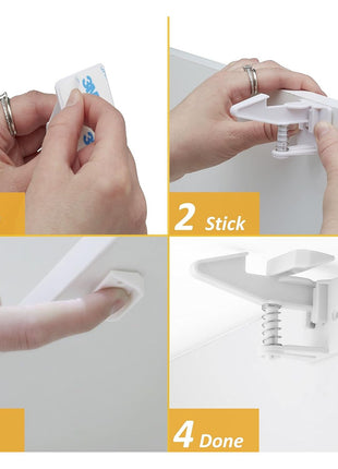 [12-Pack] Invisible Baby Proofing Cabinet Locks - No Drill Child Safety Drawer Latches - Adhesive Childproof Latch for Cabinets, Kitchen & Furniture - Secure Toddler & Infant Safety No Tools Required