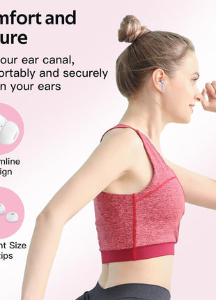 TAGRY Bluetooth Headphones True Wireless Earbuds 60H Playback LED Power Display Earphones with Wireless Charging Case IPX5 Waterproof in-Ear Ear buds with Mic for TV Smart Phone Laptop Computer Sports