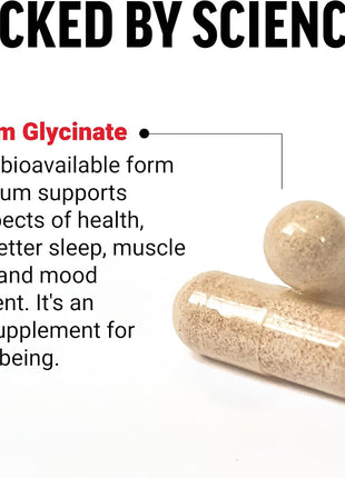 Force Factor Magnesium Glycinate, Magnesium Supplement for Women & Men | Support Sleep, Muscle Relaxation, and Mood, Easy on The Stomach, Vegan, 3-Month Supply, 180 Capsules