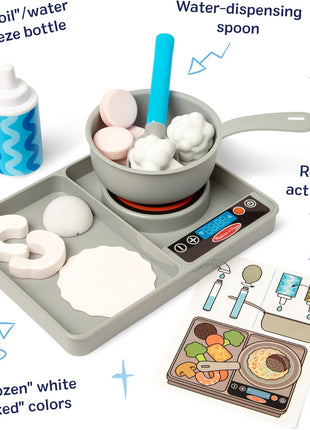 Melissa & Doug Simmer & Stir Stovetop Play Set with Water Wow!® Color Changing Play Food Preschool Toy Ages 3+