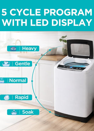 BLACK+DECKER 0.9 Cu. Ft. Portable Washer, 6.6 lb. Capacity, BPWM09W, White | 6.6 lb. Capacity Washing Machine for Homes & Apartments, 5 Wash Cycles, Quick Connect Sink Adapter and Drain Hose Included
