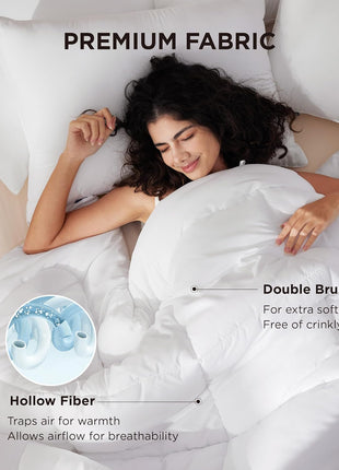 Bedsure Comforter Duvet Insert   Quilted Comforters Queen Size, All Season Duvet, Down Alternative Bedding, with 8 Tabs, Gifts for Women/Men, White, Queen 88 x 88 Inches