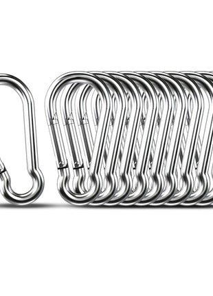 Small Carabiner Clip Hooks, 10pcs 1.57 inch Carabiners Heavy Duty, 304 Stainless Steel Spring Snap Hook Fits Camping Hiking, Metal Clips for Rope Chain Keychain Keys Rings
