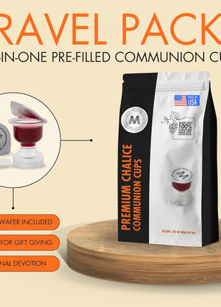 The Miracle Meal Pre-Filled Premium Chalice Cup - Travel Pack - Bag of 50 with Wafer and 100% Concord Grape Juice