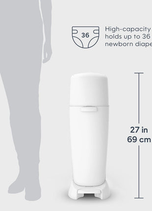 Diaper Genie Complete Diaper Pail (White) – Includes 1 Refill (Holds 270 Newborn Diapers) & 1 Carbon Filter