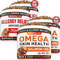 Allergy Relief 2 Packs 240ct + Omega 3 360ct for Dogs Bundle - Itchy Skin Treatment + Skin&Coat - Omega 3 & Pumpkin + Chondroitin, MSM - Allergy Chews & Anti Itch Support Supplement - Made in USA