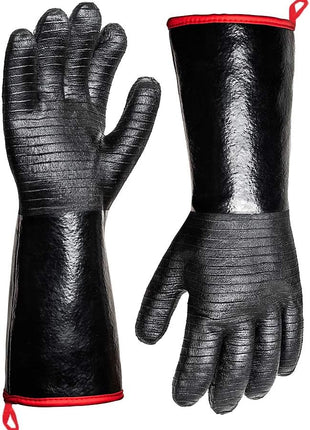 932°F Extreme Heat Resistant Gloves for Grill BBQ,Aillary Waterproof Long Sleeve Pit Grill Gloves for Fryer, Baking, Oven,Smoker,Fireproof, Oil Resistant Neoprene Coating(14-Inch )