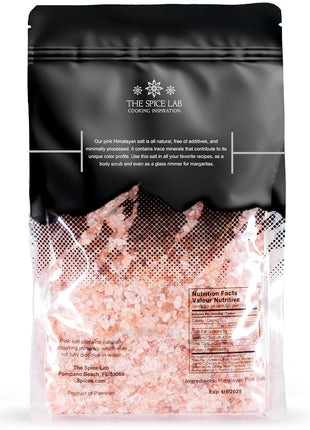 The Spice Lab Pink Himalayan Salt – Coarse Grain, 2.2 lb / 1 Kilo - Himalayan Pink Salt for Grinder Refill – Gourmet Pure Crystal – Kosher & Natural Certified