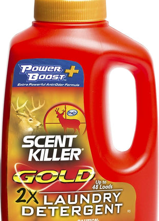 Scent Killer Gold Scent Free Laundry Detergent for Hunting Gear with Power Boost Plus Odor Eliminator, 32 Fluid Ounces