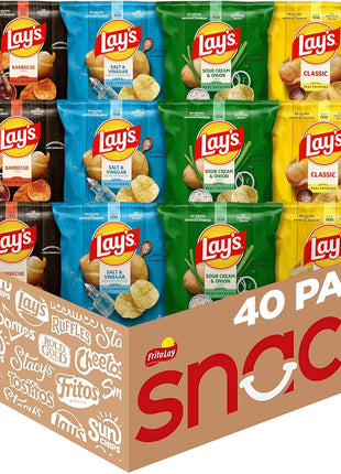 Lay's Potato Chips, 4 Flavor Variety Pack, 1 oz Single Serve Bags, (40 Pack)