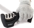 4 in 1 Kitchen Knife Accessories: 3 Stage Knife Sharpener Helps Repair, Restore, Polish Blades and Cut Resistant Glove (Black)