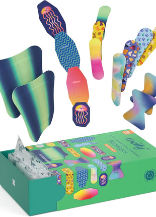 Welly Bandage Family Pack | Adhesive Flexible Fabric & Waterproof Bandages | Assorted Shapes and Patterns for Minor Cuts, Scrapes, and Wounds - 80 Count