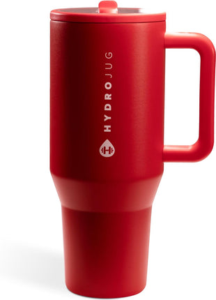HydroJug Traveler   40 oz Water Bottle with Handle & Flip Straw   Fits in Cup Holder, Leak Resistant Tumbler Reusable Insulated Stainless Steel & Rubber Base   Gifts for Women & Men, Cape Cod