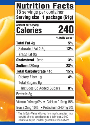 Kraft Easy Mac and Cheese, 18 Packets, for Easy Dinner or Dinner Sides, Original Flavor, No Artificial Flavors, Preservatives or Dyes, 38.7 oz