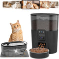PAPIFEED Automatic Cat Feeder and Water Fountain Stainless Steel, WiFi Timed Auto Cat Feeder with Camera & App, Cat Food & Water Dispenser, Quiet Pet Drinking Fountain with LED, Smart Dog Feeder Set