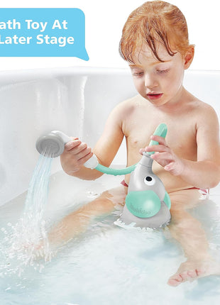 Yookidoo Baby Bath Shower Head - Elephant Water Pump and Trunk Spout Sprayer - One Handed Flow Control for Newborn Babies in Tub Or Sink (Turquoise)