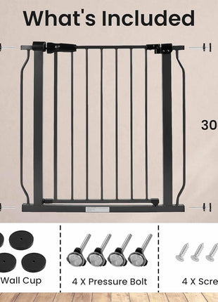 BalanceFrom Easy Walk-Thru Safety Gate for Doorways and Stairways with Auto-Close/Hold-Open Features, 30-Inch Tall, Fits 29.1-33.8 Inch Openings, White | 30" Tall Gate for Doorways and Stairways with Auto-Close/Hold-Open
