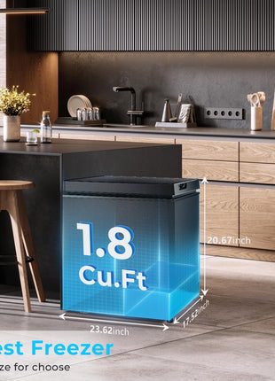 Electactic Chest Freezer 2.0 Cubic Feet Compact Freezer with 2 Removable Baskets, Free Standing Top open Door Deep Freezer, Adjustable Temperature for Home Dorm, Bar, Basement, Kitchen