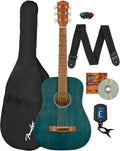 Fender FA 15 3/4 Scale Kids Steel String Acoustic Guitar   Blue Learn to Play Bundle with Gig Bag, Strap, Picks, Fender Play Online Lessons, and Austin Bazaar Instructional DVD