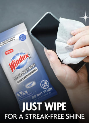 Windex Electronic Cleaning Wipes, Pre-Moistened Screen Wipes for TVs, Phones, and Other Electronics, Resealable for a Freshness Lock, 25 Count