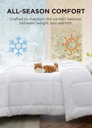 Bedsure Comforter Duvet Insert   Quilted Comforters Queen Size, All Season Duvet, Down Alternative Bedding, with 8 Tabs, Gifts for Women/Men, White, Queen 88 x 88 Inches