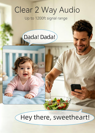 1080P High Definition Baby Monitor, Baby Monitor with Camera and Audio, Long Lasting Battery Monitor wtih Night Vision, 2-Way Talk, VOX, 5 Lullabies, 1200ft Long Range for Indoor Home Use
