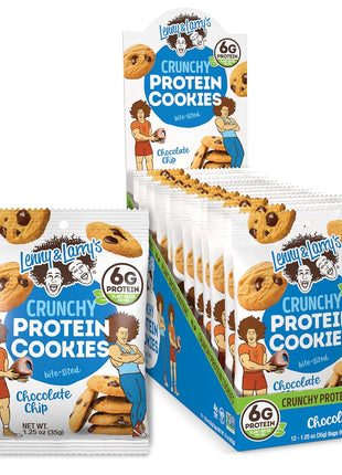 Lenny & Larry's The Complete Crunchy Cookie, Chocolate Chip, 6g Plant Protein, Vegan, Non-GMO, 1.25 Ounce Pouch (Pack of 12)