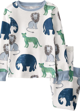 little planet by carter's Baby 2-Piece Pajamas Made with Organic Cotton, Blue Safari Animals, 3T