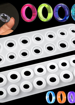 Resin Ring Molds Silicone, Silicone for Epoxy Resin, 14 Sizes with Round and Rhombic Faces Making Rings, Earrings, Pendants, Crafts Christmas Gifts