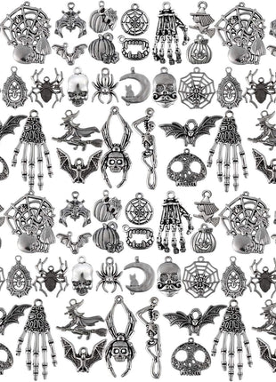 Hicarer 80 Pieces Antique Silver Pendants Charms Pendants Gothic Jewelry Making Accessory for DIY Necklace Bracelet