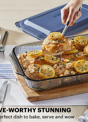 Pyrex Colors Tinted (9x13) Glass Baking Dish with BPA Free Lid, Oblong Bakeware Glass Pan For Casserole & Lasagna, Dishwasher, Freezer, Microwave and Pre Heated Oven Safe, Smoke