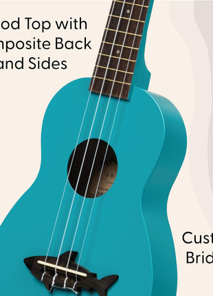 Kala MK-SS/BLU Makala Shark Soprano Ukulele, Blue, One Size