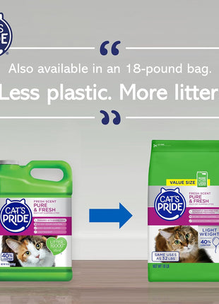Cat's Pride Premium Lightweight Clumping Litter: Pure & Fresh - Up to 10 Days of Powerful Odor Control - Multi-Cat, Scented, 10 Pounds