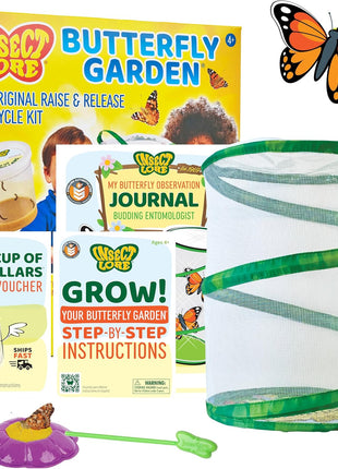 Insect Lore Raise and Release Butterfly Garden Kit – Caterpillar Habitat with redeemable Voucher – STEM-accredited Butterfly Growing Kit for Kids, Classrooms, and Homeschool Learning