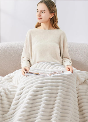 BEDELITE Ribbed Fleece Throw Blanket for Couch, Cream, 50"x60" | Ultra-Soft Plush Fleece, Cozy, Warm Yet Lightweight, Ribbed Texture, Home Decor, Machine Washable, Giftable, All-Season Use