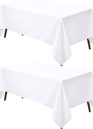 Utopia Kitchen Rectangle Table Cloth 2 Pack [60x102 Inches, White] | Tablecloth Machine Washable, Polyester Table Cover for Dining, Buffet Parties, Picnics, Events, Weddings and Restaurants