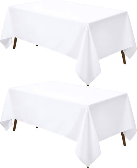 Utopia Kitchen Rectangle Table Cloth 2 Pack [60x102 Inches, White] | Tablecloth Machine Washable, Polyester Table Cover for Dining, Buffet Parties, Picnics, Events, Weddings and Restaurants
