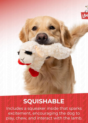 Multipet Lamb Chop Dog Plush Toy - Squeaky Dog Toy for Small & Medium Dogs - Extra Soft Plush Dog Toy - Stuffed Animal Dog Toy for Cuddling & Playing - Cute Pet Toy (10  inch, Cream, 5 Squeakers)