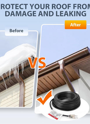 HEATIT HIRD 20 feet 5 Watts Per Foot Roof & Gutter Snow De-Icing Cable