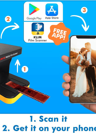 KLIM K2 Mobile Film Scanner 35mm - Free APP - Positive & Negative Converter, Slide & Photo Digitizer, 35mm Color Developing Kit Essential - Top Choice for Preserving Old Photos - Orange & Grey